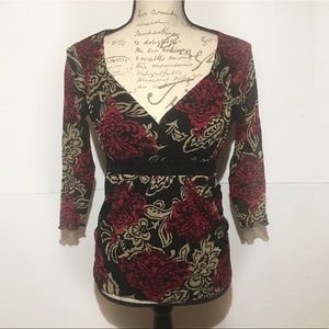 Petite Small Rose Wrap Blouse